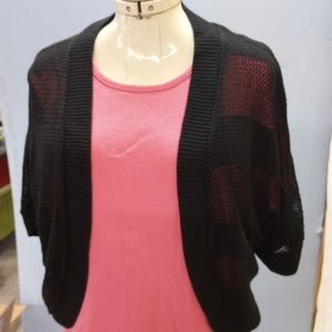 Nina Leonard NWOT Cute mesh mix black sweater